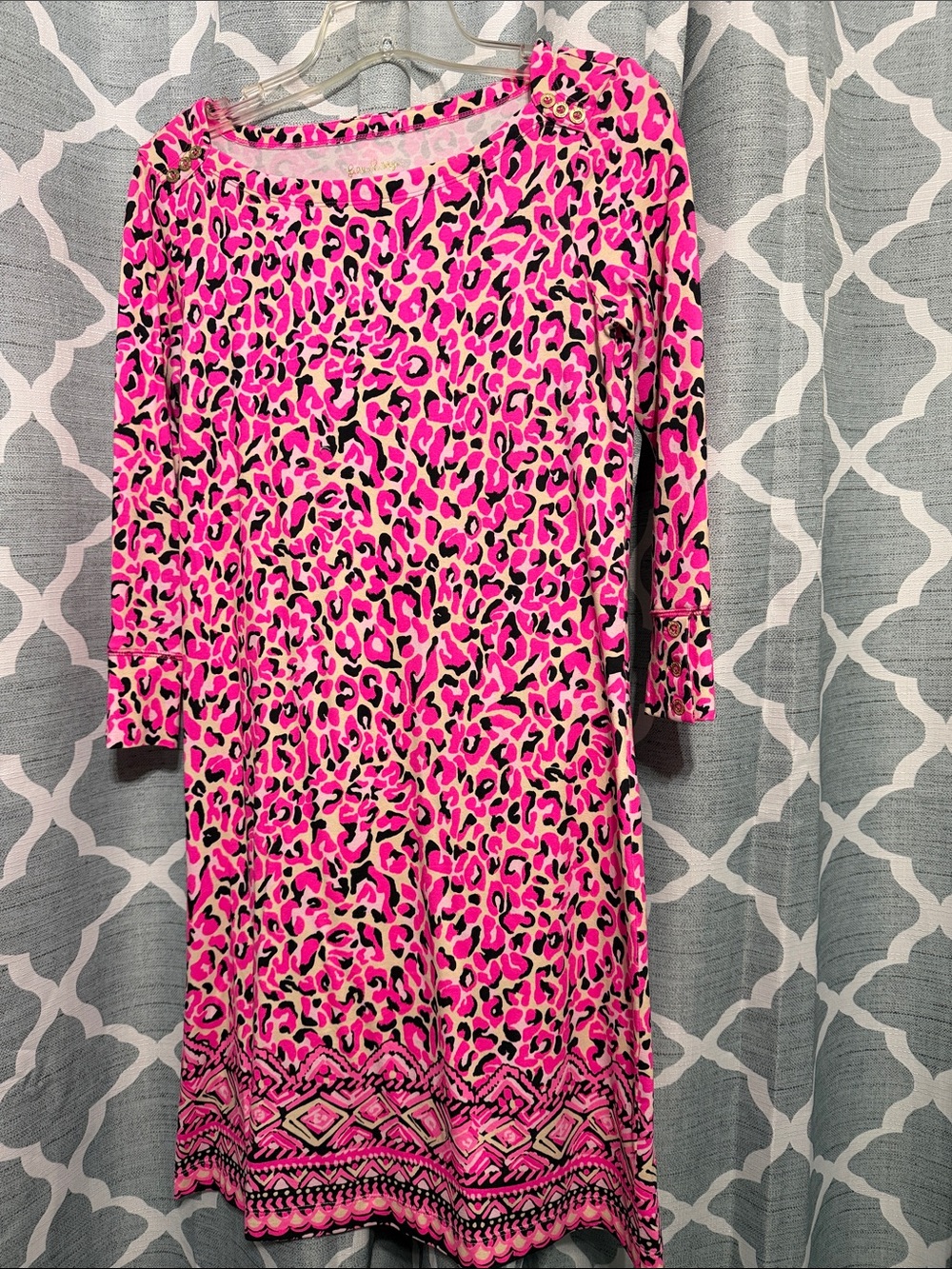 Lilly Pulitzer Hot Pink Leopard-Print Long Sleeve Dress